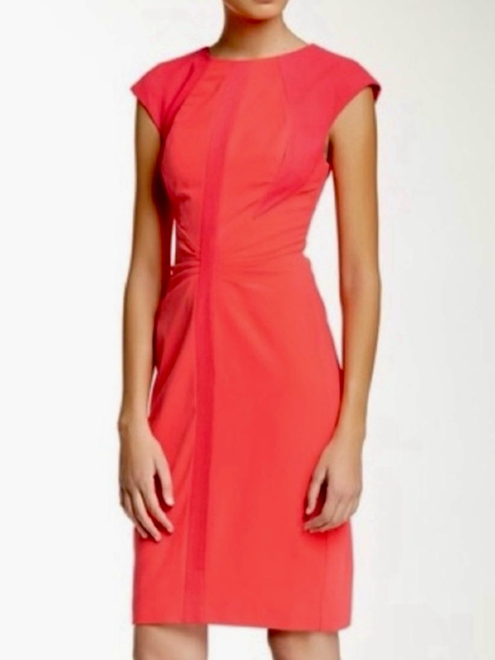 Ted Baker Vibrant Coral Cap-Sleeve Sheath Dress - Picture 7 of 7